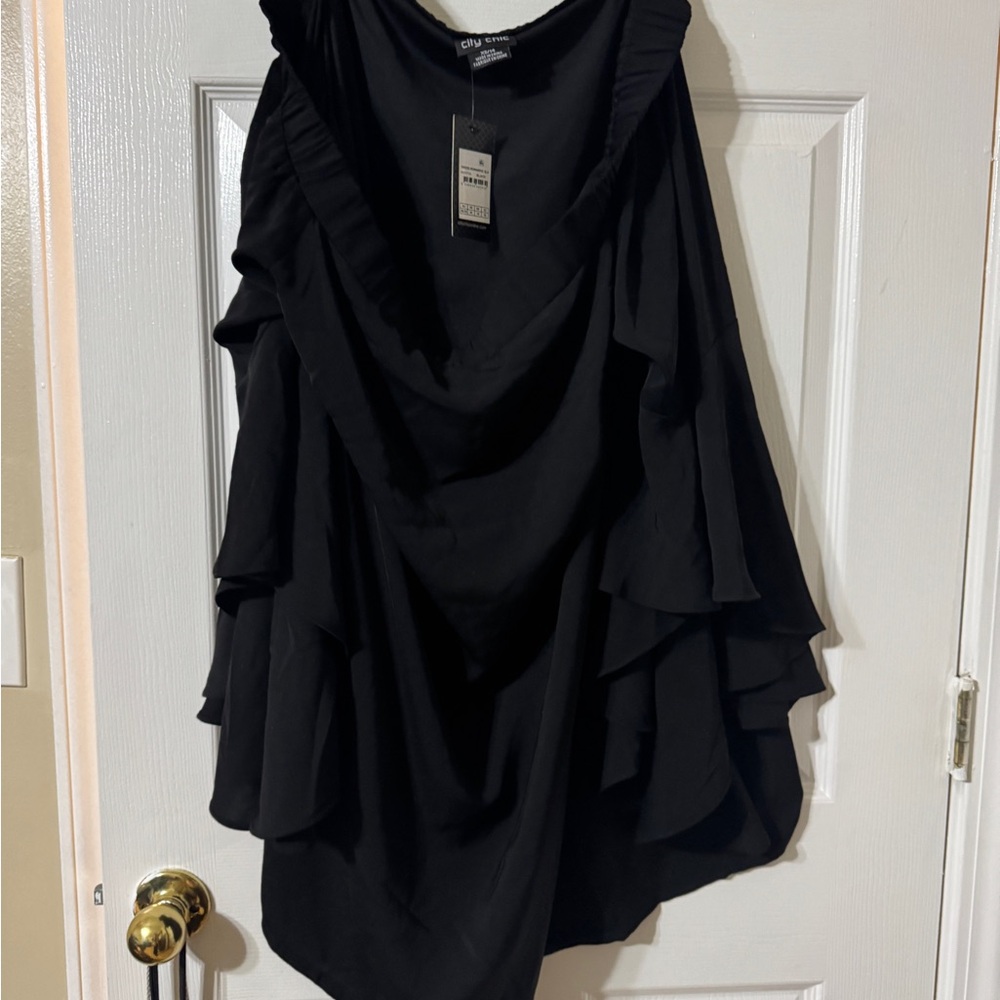 City Chic Black Off-Shoulder Mini Dress